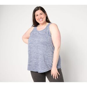 zuda Women's Top Sz L Knit Jersey Striped Swing Tank Blue A646196